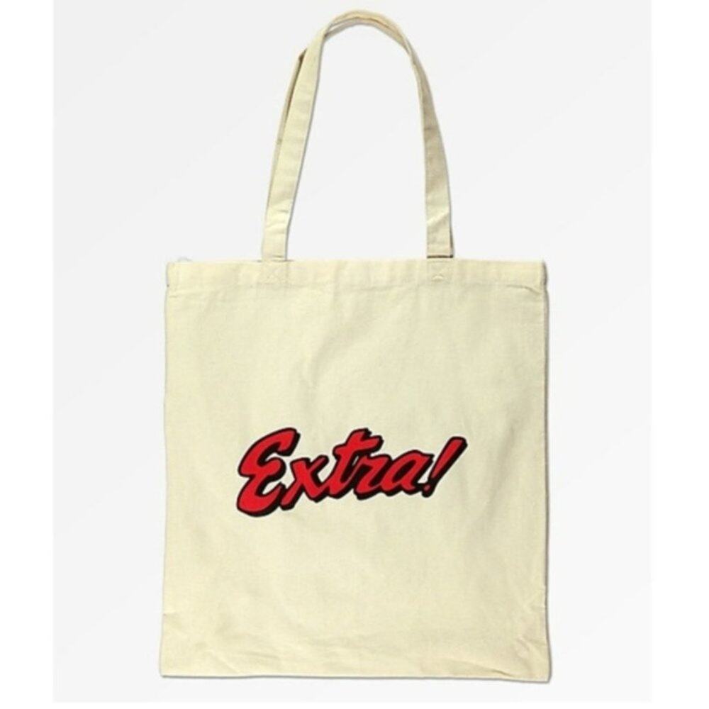 NWT Zumiez Extra! Graphic Chic Tan Canvas Carry Tote Bag